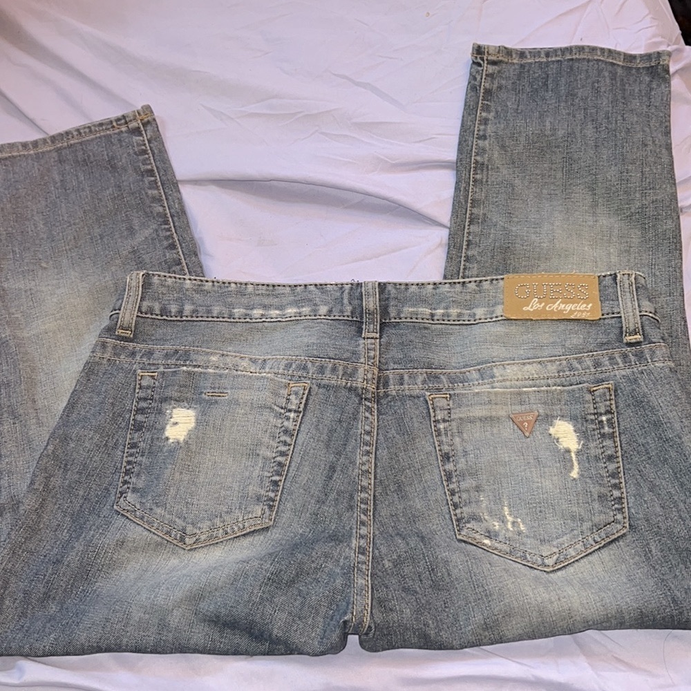 Guess Jeans Cropped Capri Distressed Y2K